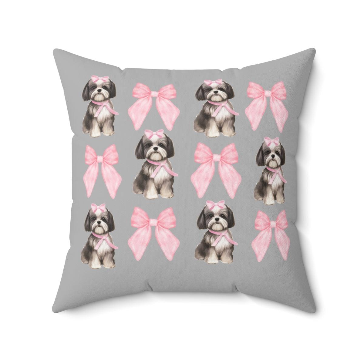 Shih Tzu with Pink Bows Pillow - Cute Gift for Shih Tzu Lovers