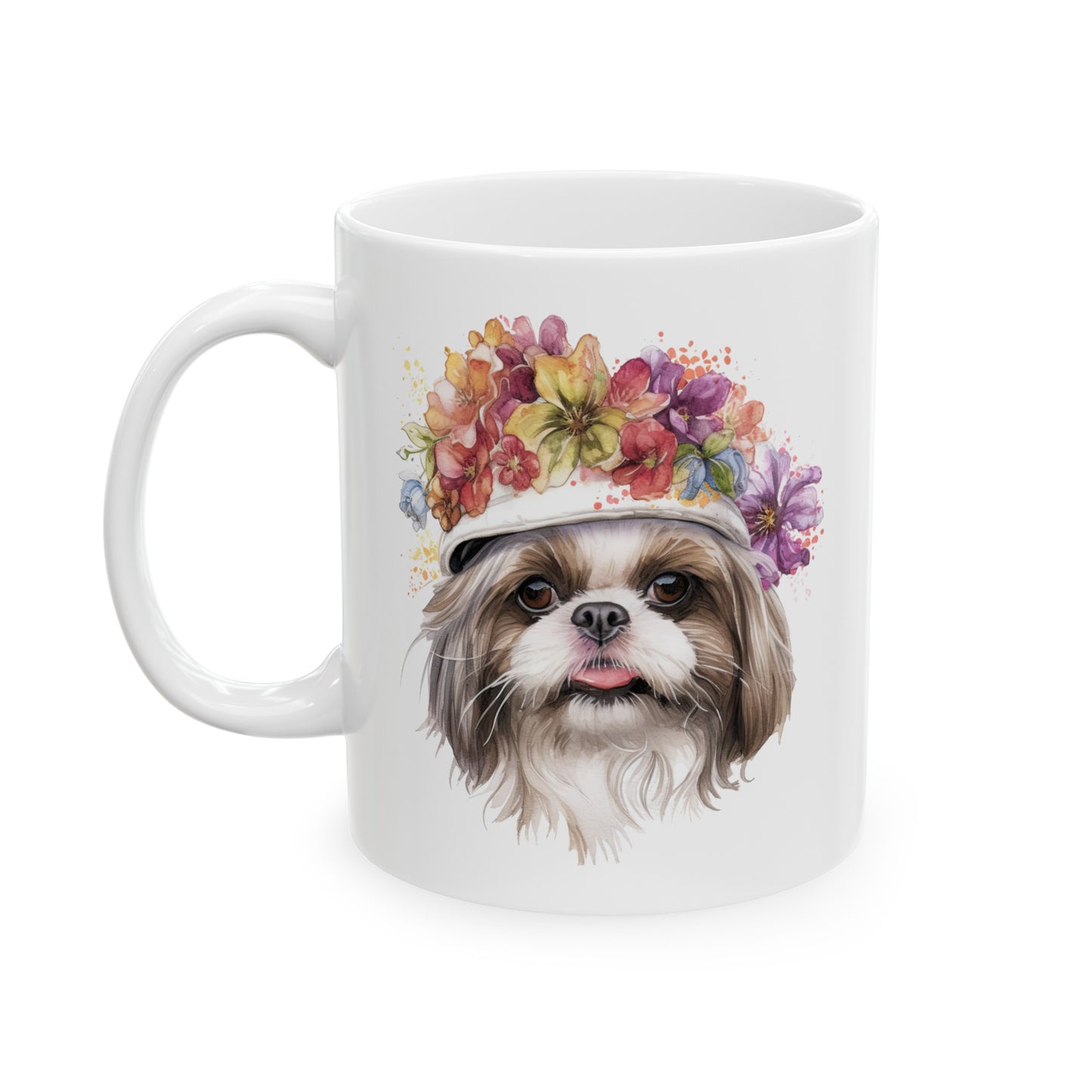 Shih Tzu With Flower Hat Ceramic Mug