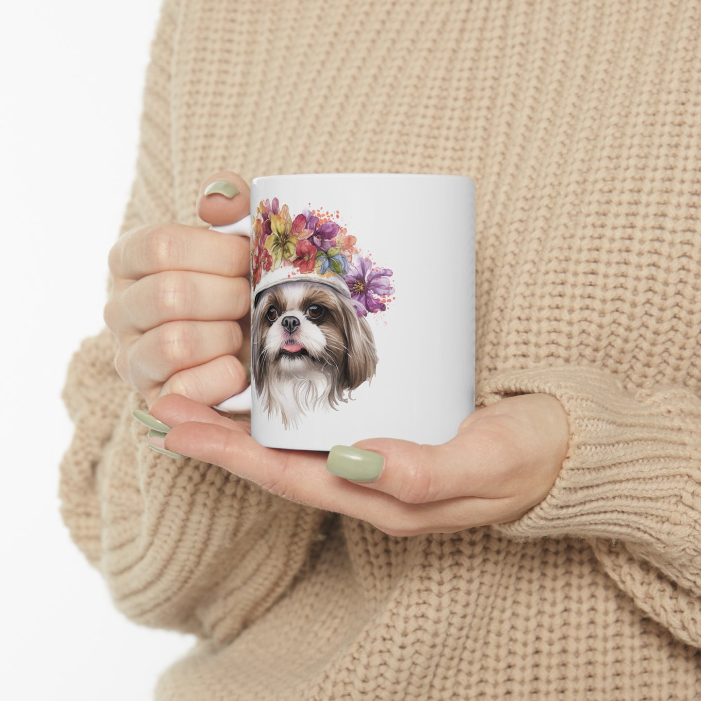 Shih Tzu With Flower Hat Ceramic Mug