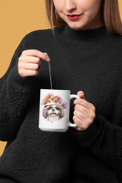 Shih Tzu With Flower Hat Ceramic Mug