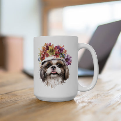 Shih Tzu With Flower Hat Ceramic Mug