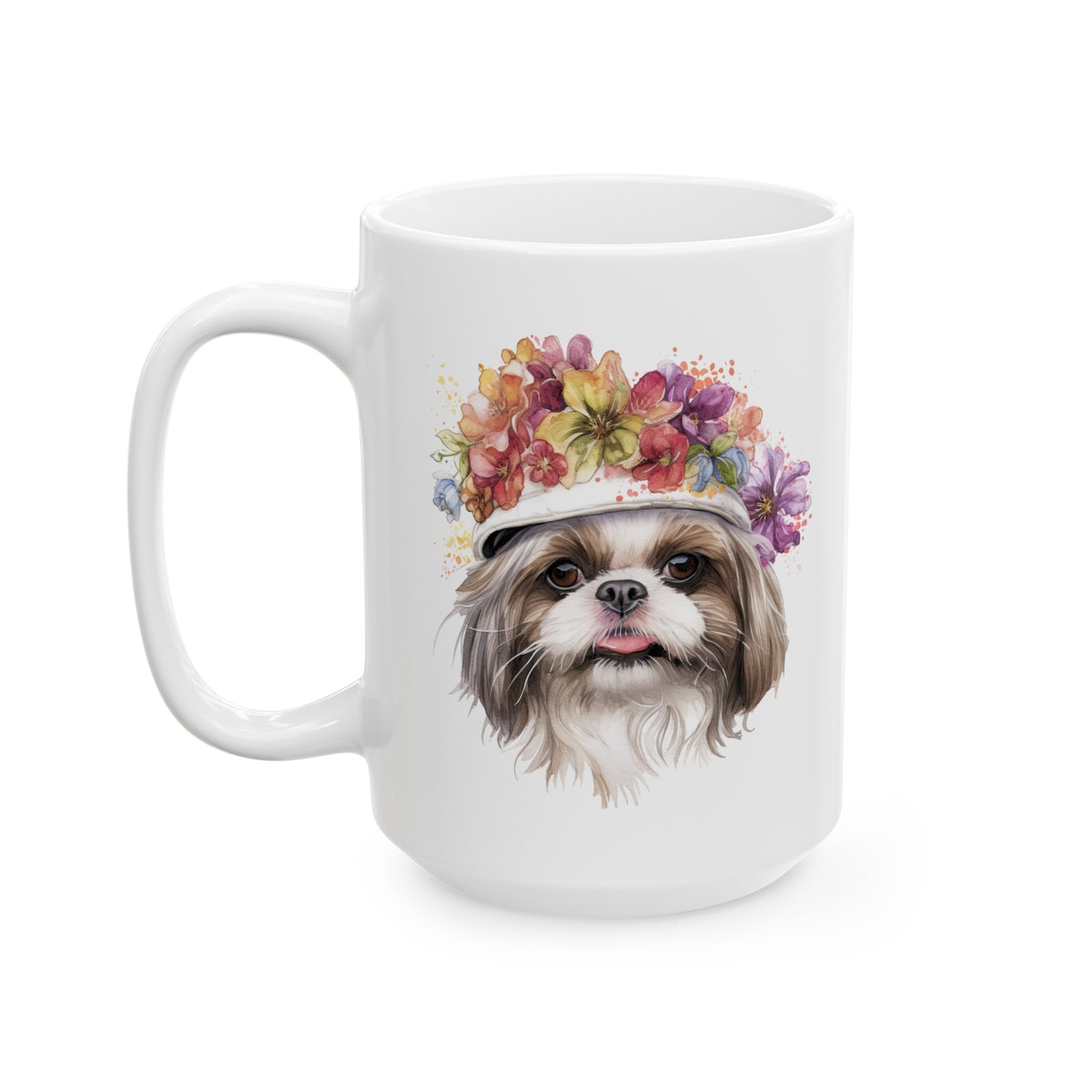 Shih Tzu With Flower Hat Ceramic Mug