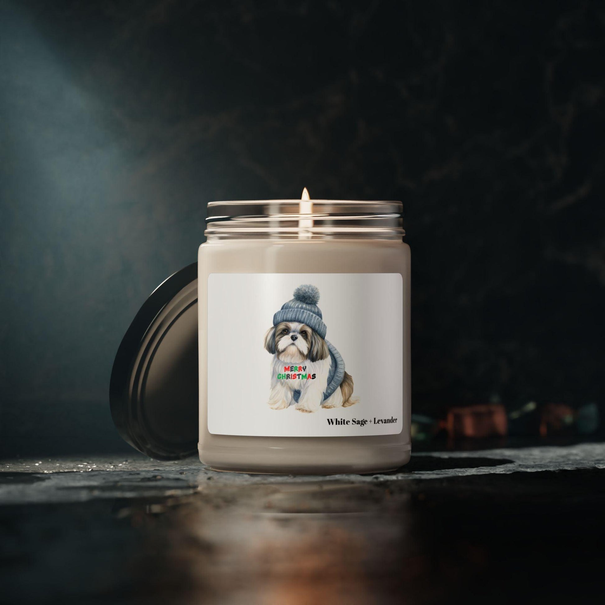 Merry Christmas Shih Tzu Scented Soy Candle - Perfect Holiday Gift - Shih Tzu Gifts