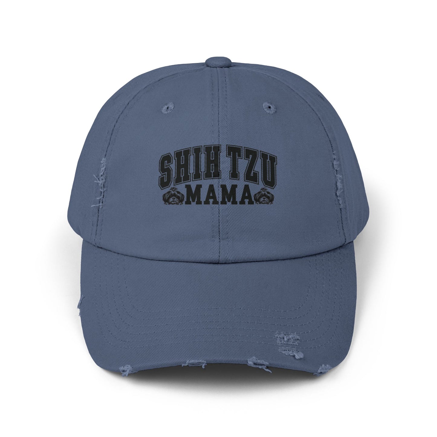 Shih Tzu Mama Distressed Hat – Adjustable Cotton Twill Cap