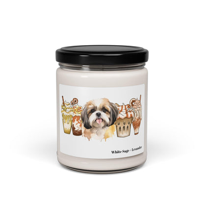 Shih Tzu With Ice Coffee Scented Soy Candle - Shih Tzu Gifts