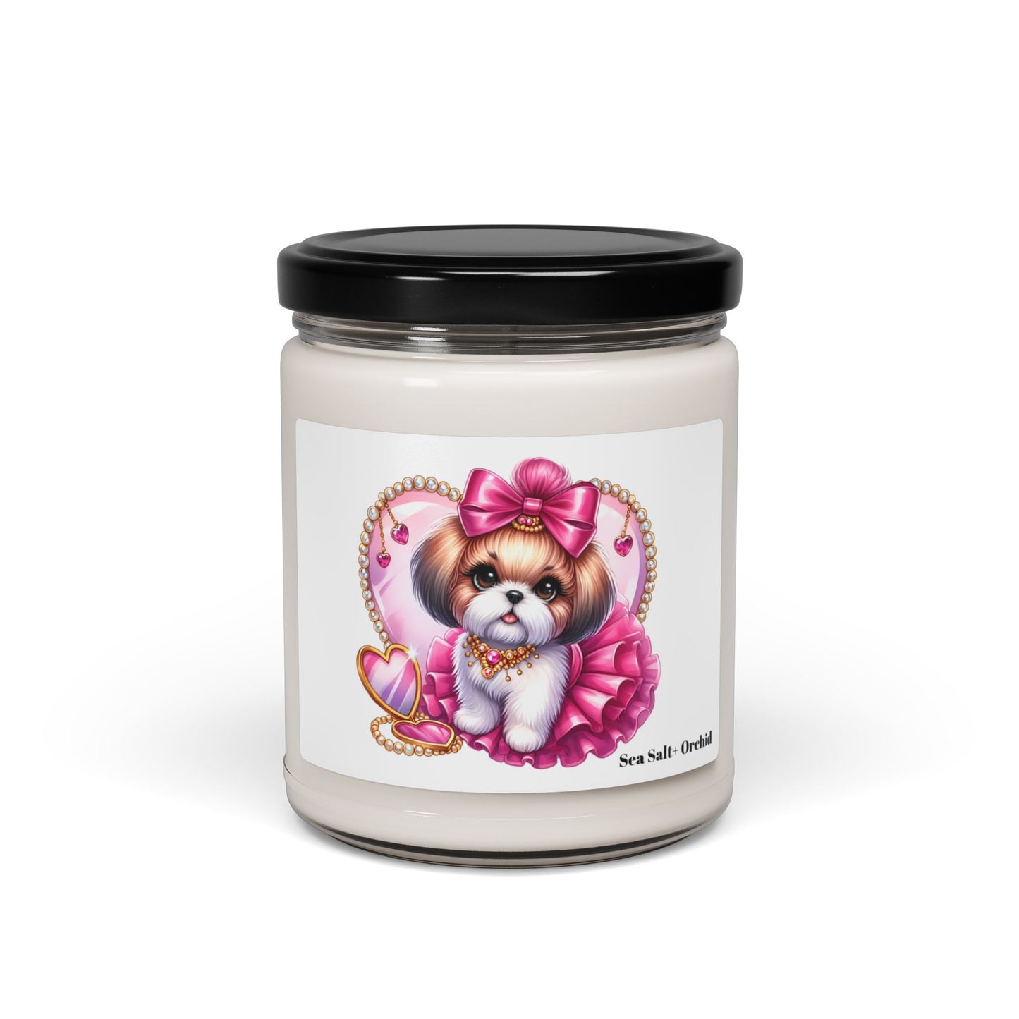 Pink Bow Shih Tzu Scented Soy Candle, 9oz