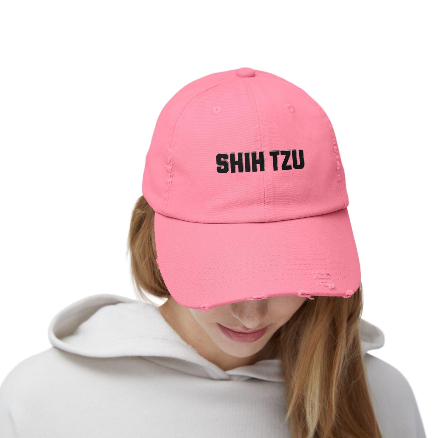 Shih Tzu Lover Distressed Hat – Adjustable Cotton Twill Cap