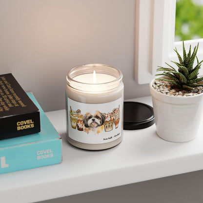 Shih Tzu With Ice Coffee Scented Soy Candle - Shih Tzu Gifts