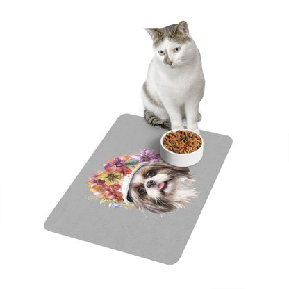 Shih Tzu With Flower Hat Pet Food Mat - Shih Tzu Gifts