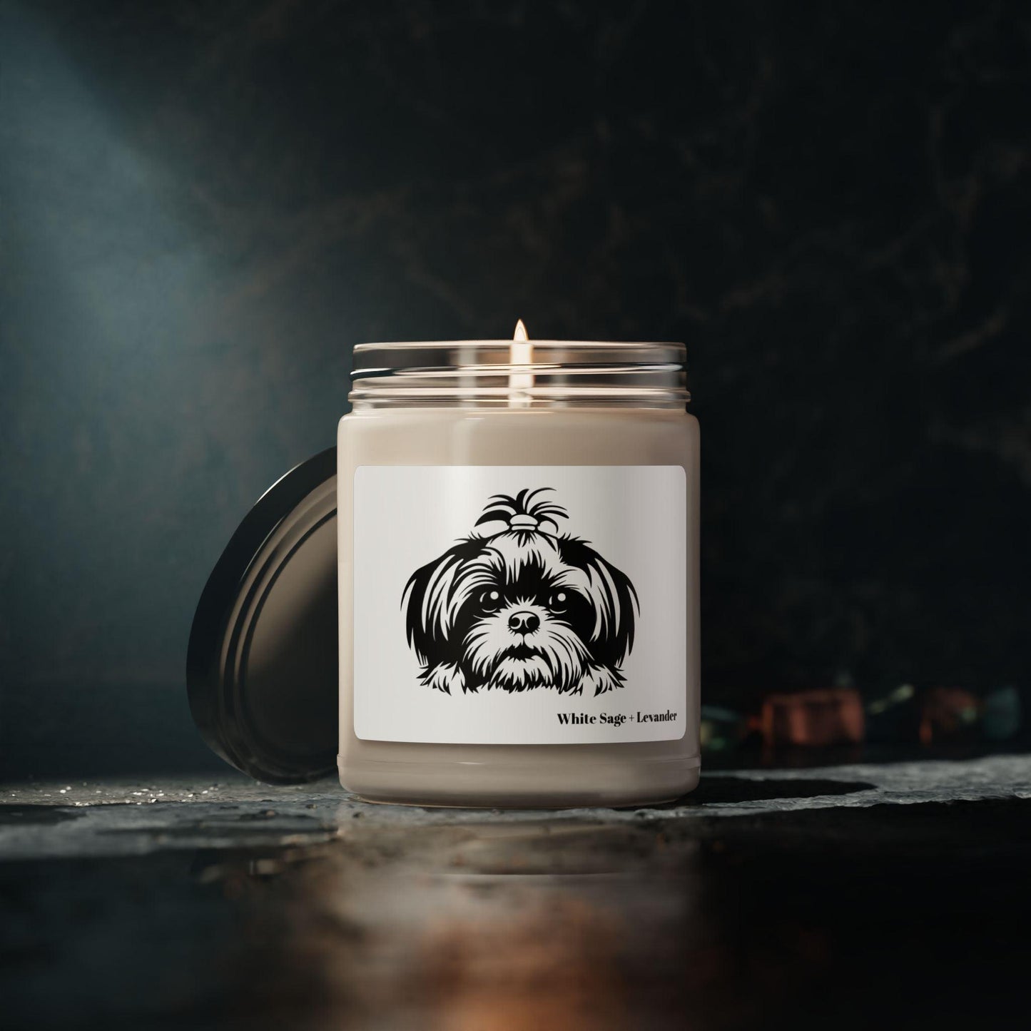 Shih-Tzu-Black-and-White-Scented Soy Candle, 9oz - Shih Tzu Gifts