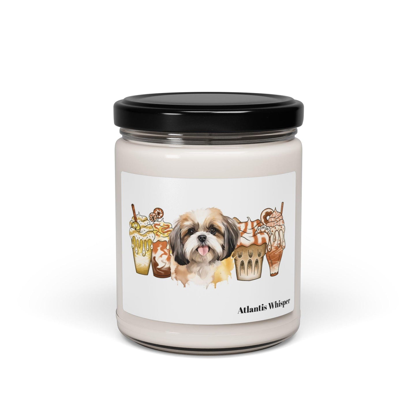 Shih Tzu With Ice Coffee Scented Soy Candle - Shih Tzu Gifts