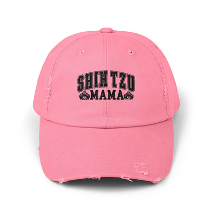 Shih Tzu Mama Distressed Hat – Adjustable Cotton Twill Cap