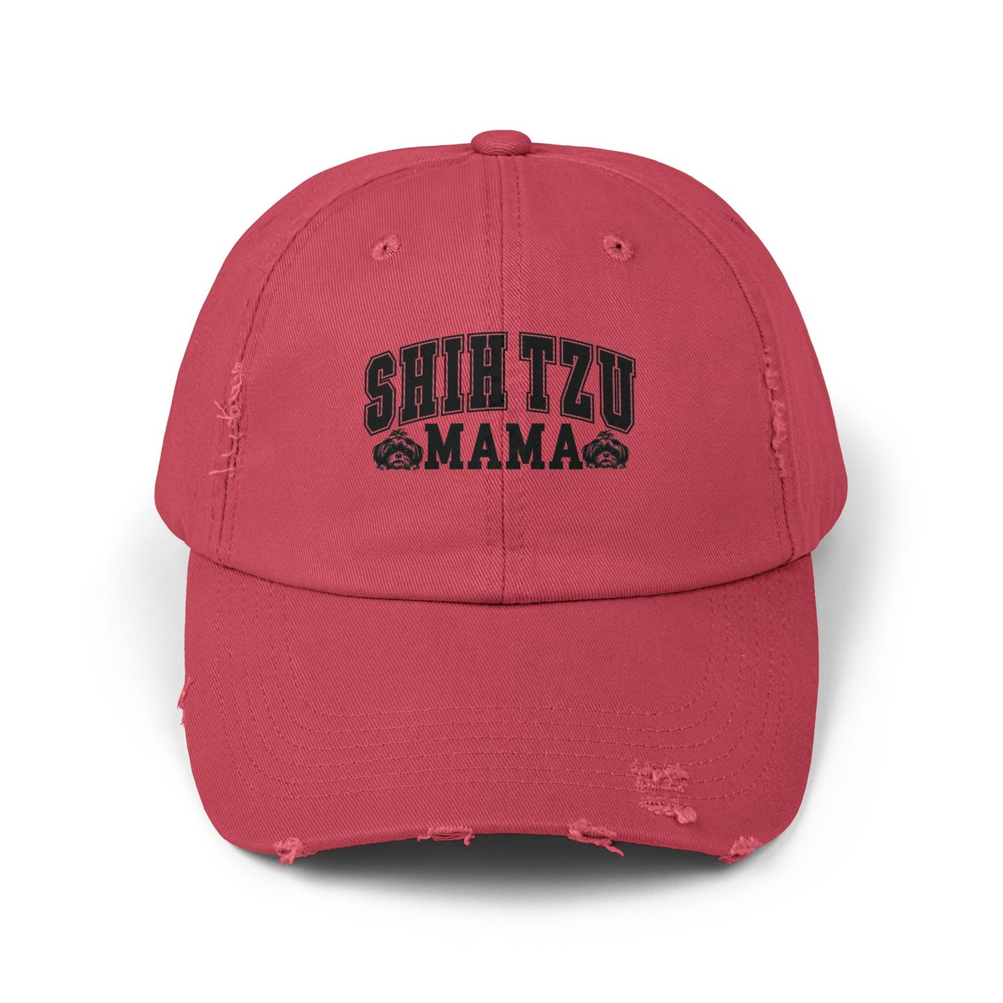 Shih Tzu Mama Distressed Hat – Adjustable Cotton Twill Cap