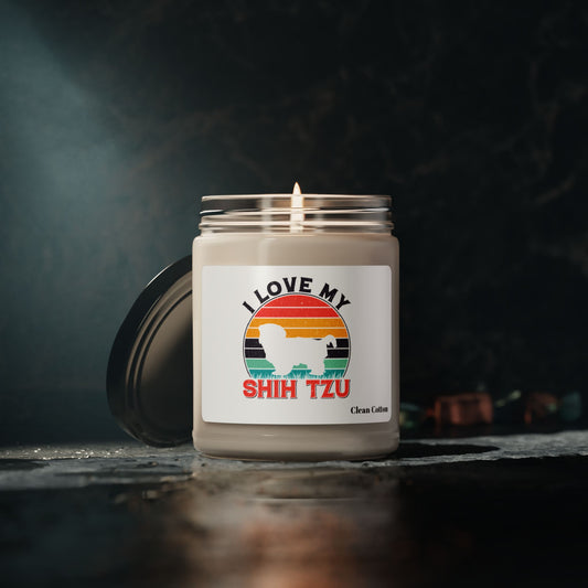 I Love My Shih Tzu With Rainbow Scented Soy Candle