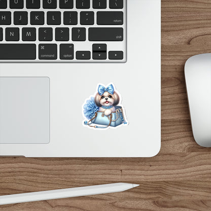 Blue Bow Shih Tzu Die-Cut Stickers