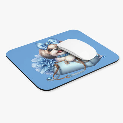 Blue Bow Shih Tzu Mouse Pad - Shih Tzu Gifts