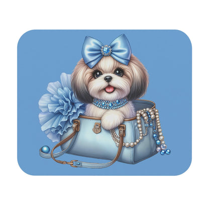 Blue Bow Shih Tzu Mouse Pad - Shih Tzu Gifts