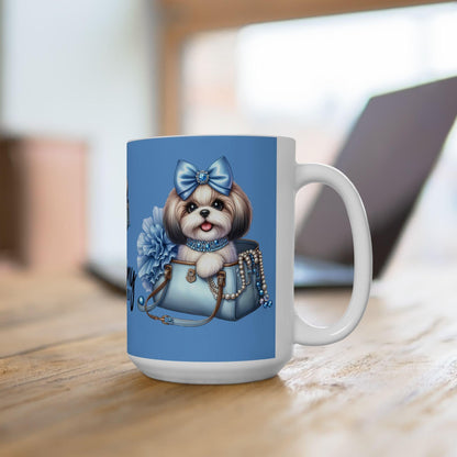 Blue Bow Shih Tzu Ceramic Mug - Shih Tzu Gifts