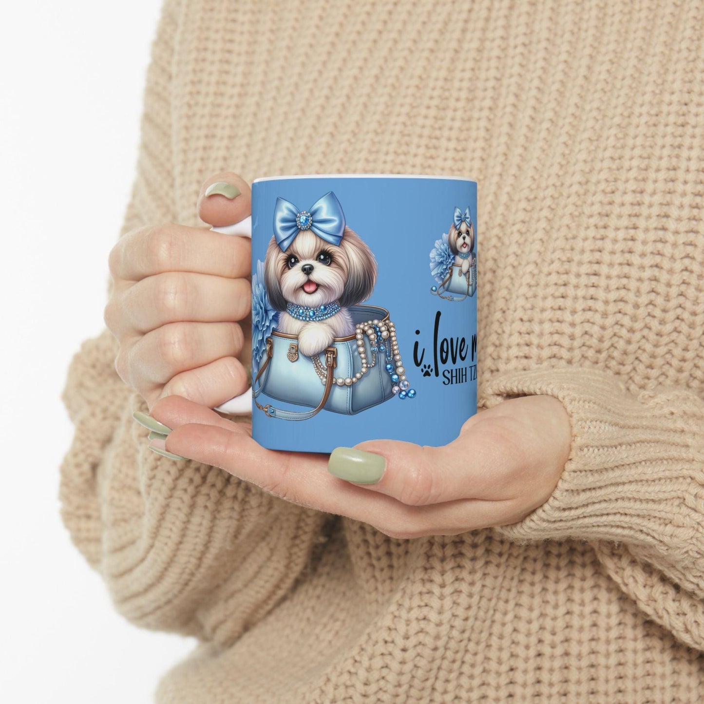 Blue Bow Shih Tzu Ceramic Mug - Shih Tzu Gifts