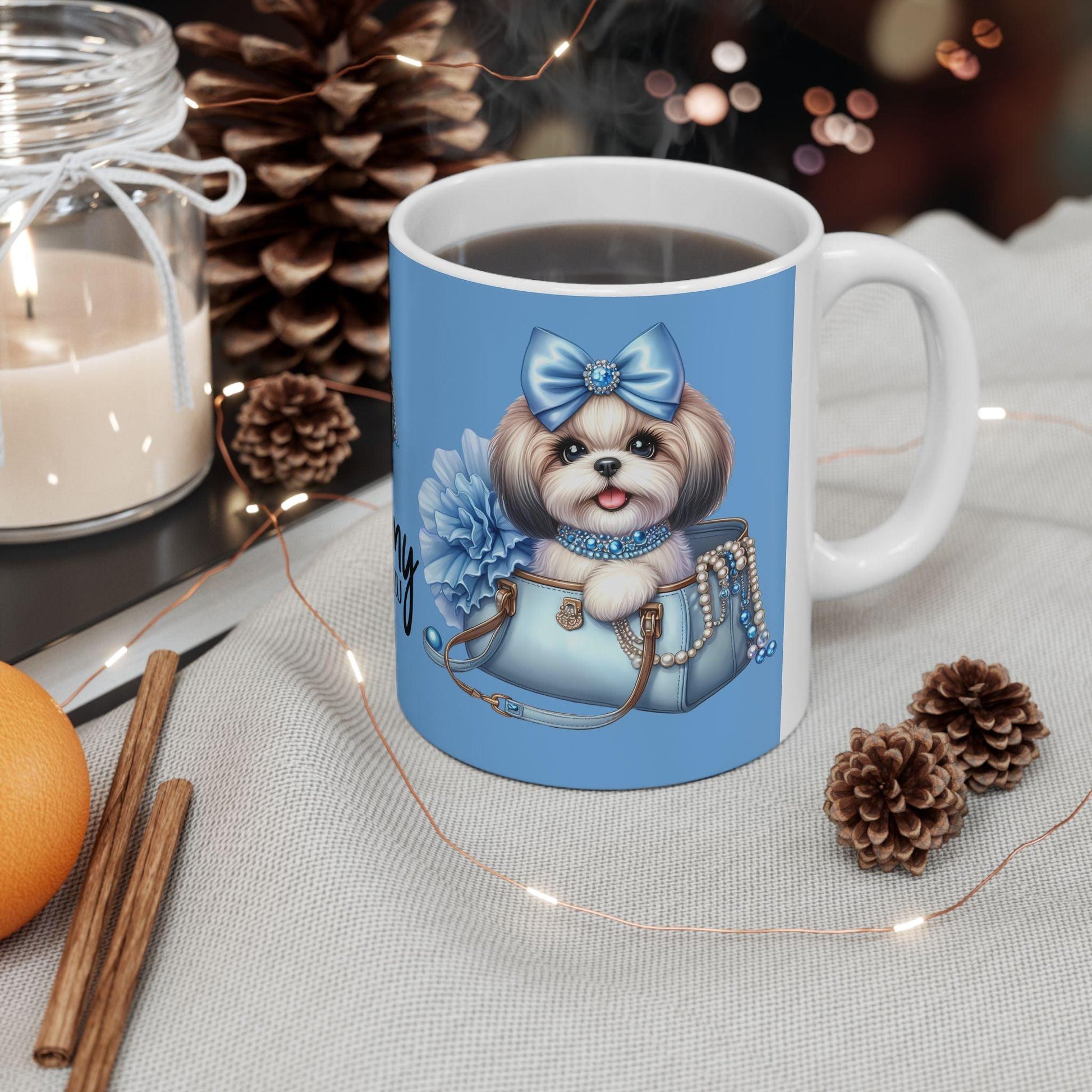 Blue Bow Shih Tzu Ceramic Mug - Shih Tzu Gifts