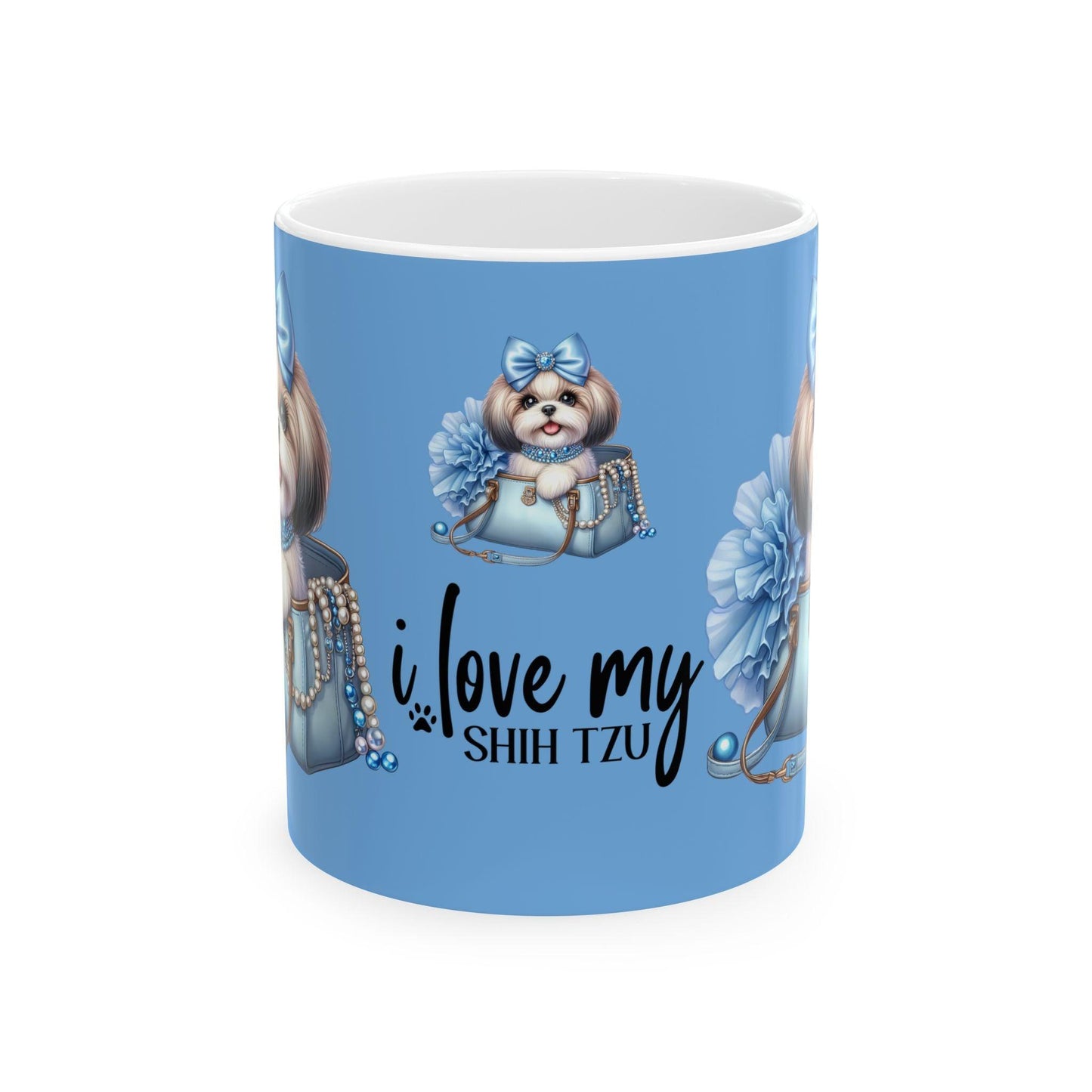 Blue Bow Shih Tzu Ceramic Mug - Shih Tzu Gifts