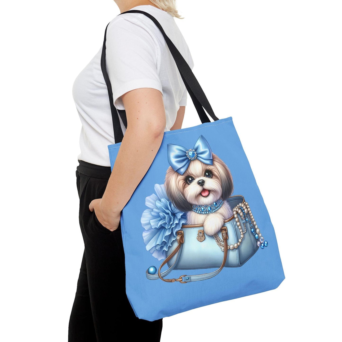 Blue Bow Shih Tzu Tote Bag - Shih Tzu Gifts