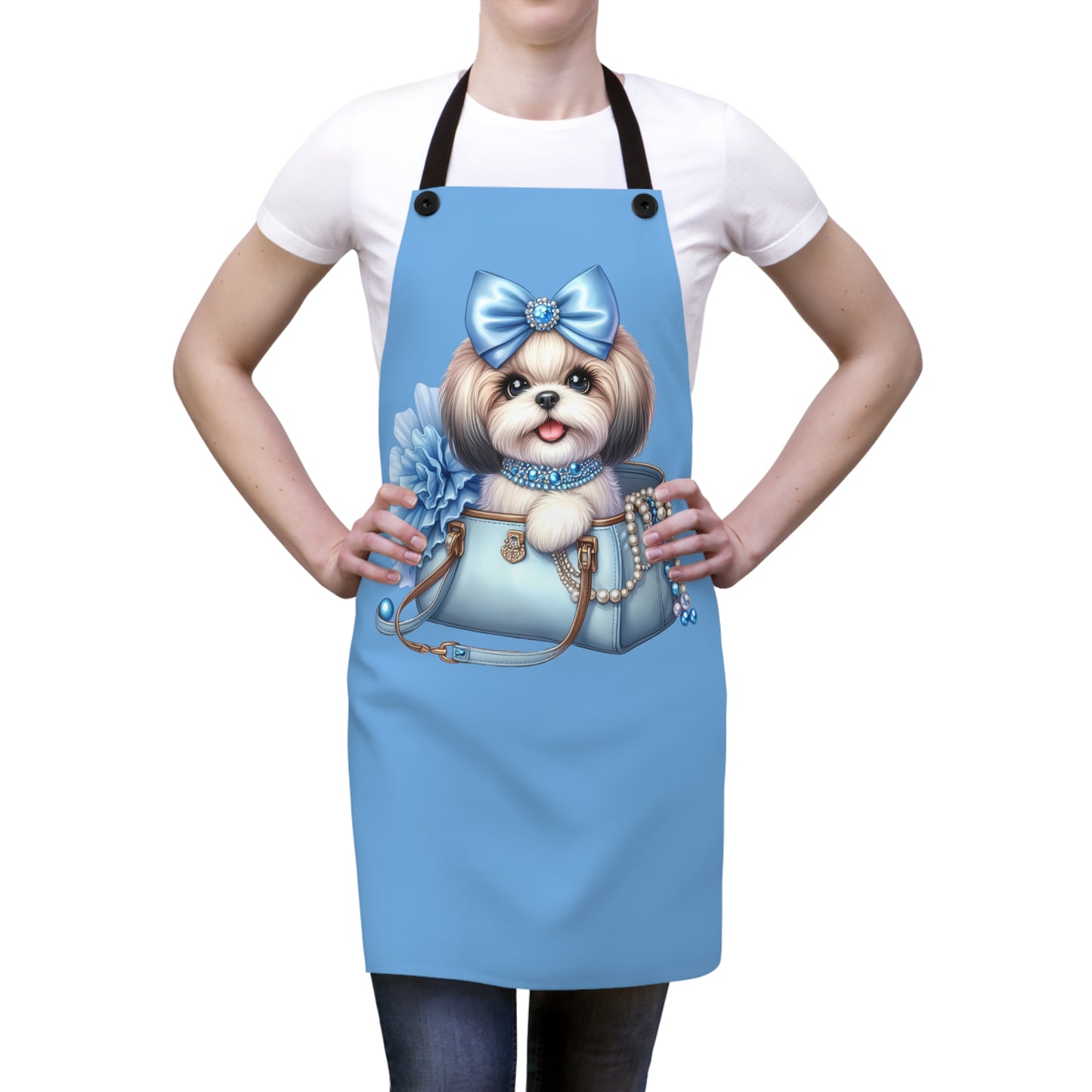 Blue Bow Shih Tzu Apron