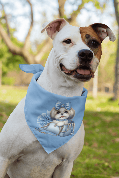 Blue Bow Shih Tzu Pet Bandana - Shih Tzu Gifts