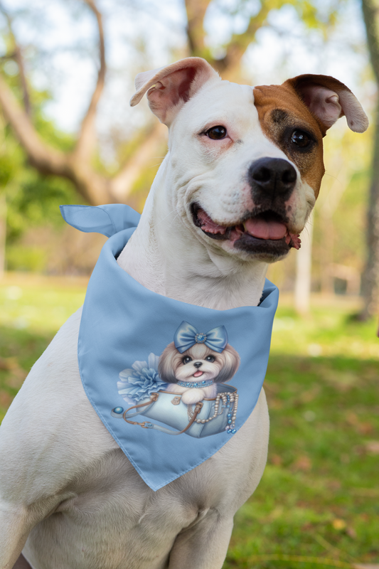 Blue Bow Shih Tzu Pet Bandana