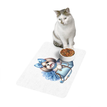 Blue Bow Shih Tzu Pet Food Mat - Shih Tzu Gifts