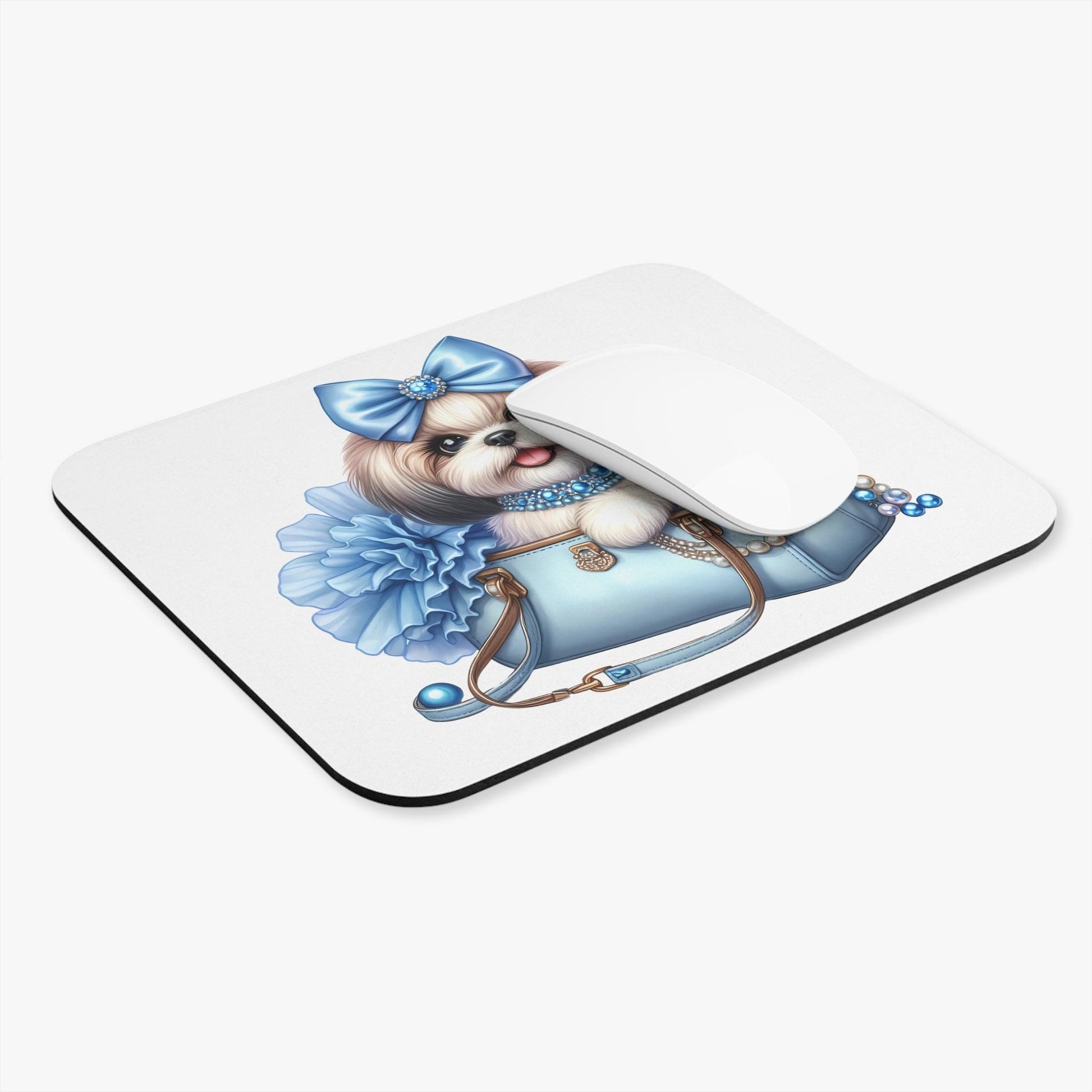 Blue Bow Shih Tzu Mouse Pad - Shih Tzu Gifts