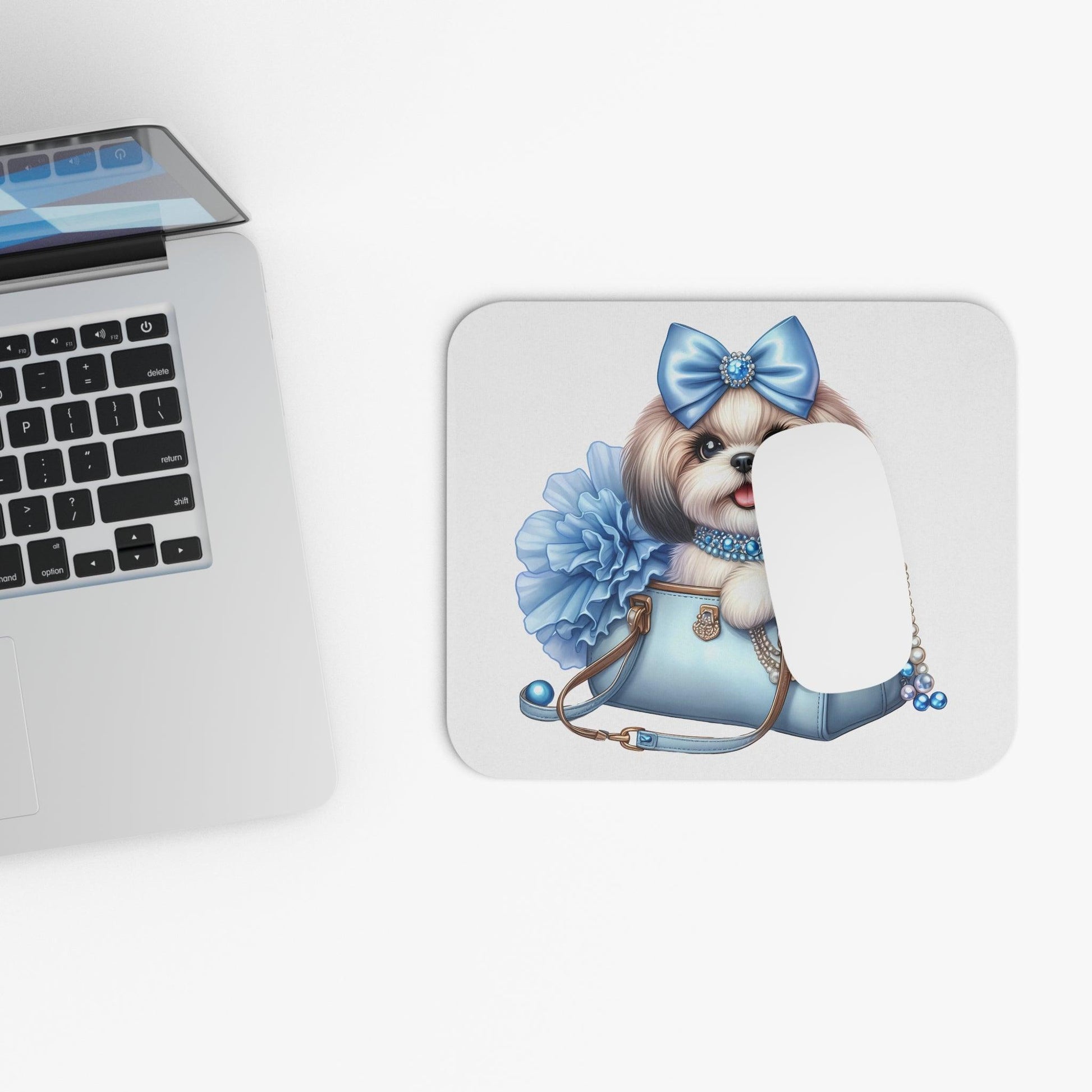 Blue Bow Shih Tzu Mouse Pad - Shih Tzu Gifts