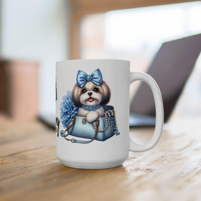 Blue Bow Shih Tzu Ceramic Mug - Shih Tzu Gifts