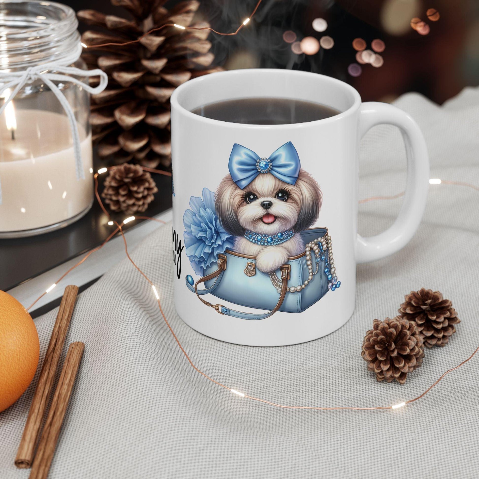 Blue Bow Shih Tzu Ceramic Mug - Shih Tzu Gifts