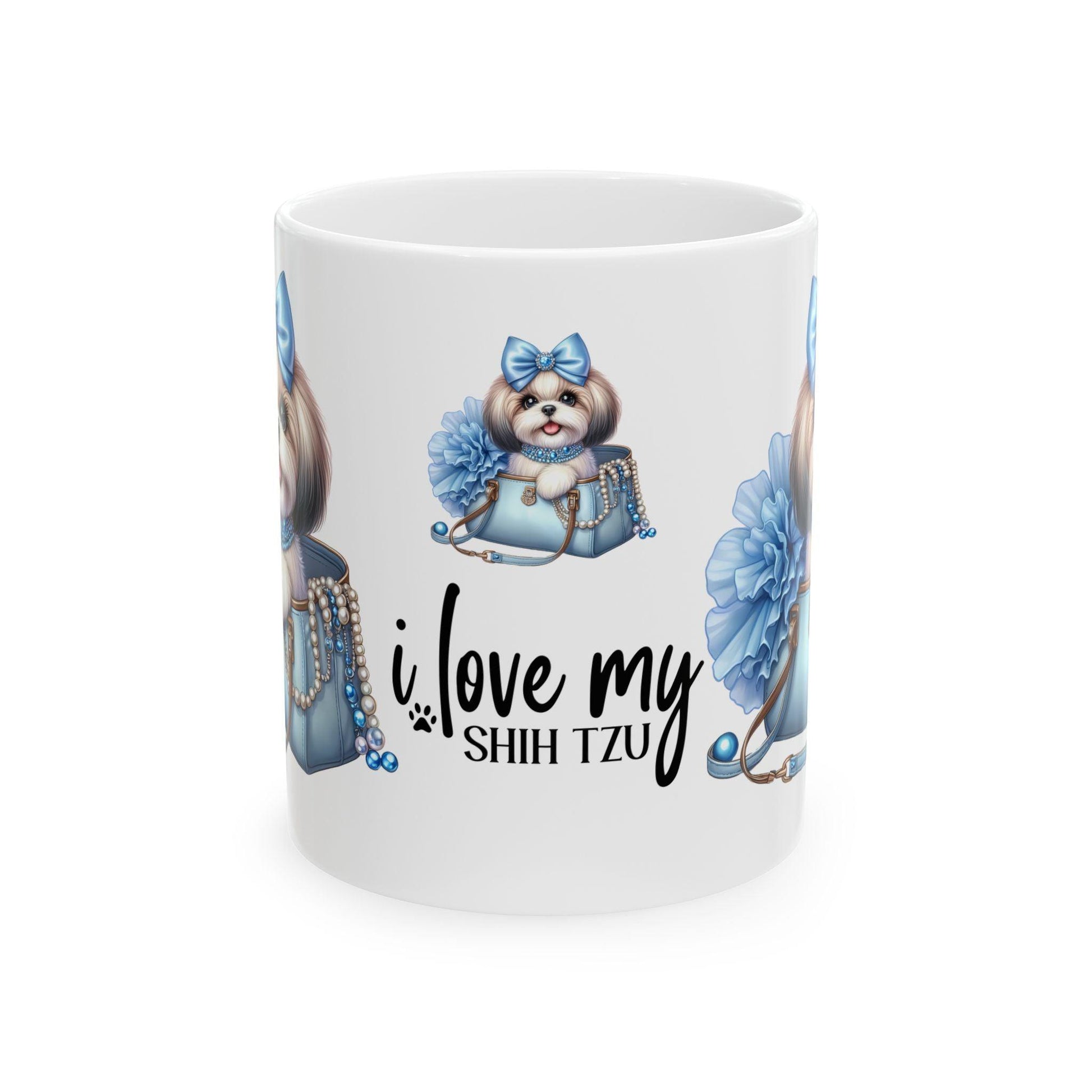 Blue Bow Shih Tzu Ceramic Mug - Shih Tzu Gifts