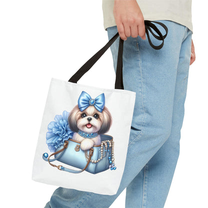 Blue Bow Shih Tzu Tote Bag - Shih Tzu Gifts