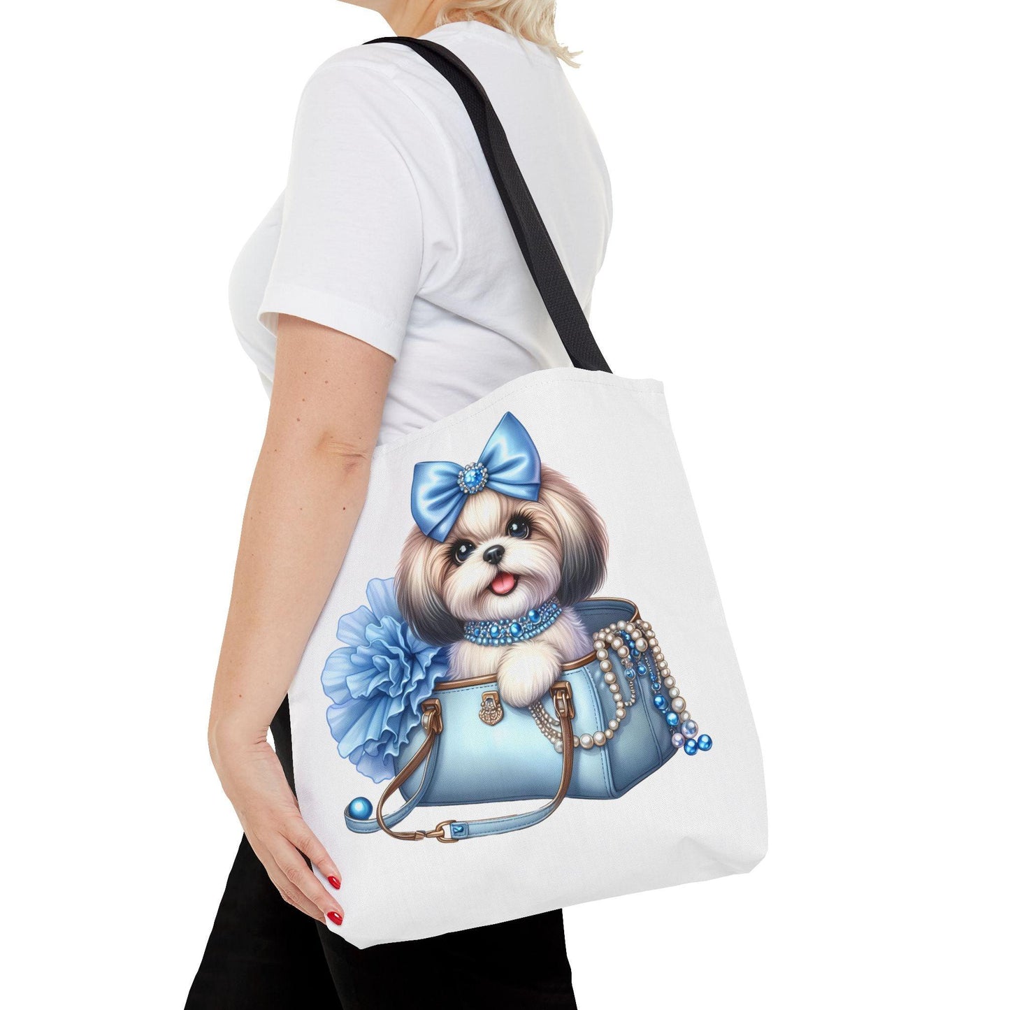 Blue Bow Shih Tzu Tote Bag - Shih Tzu Gifts