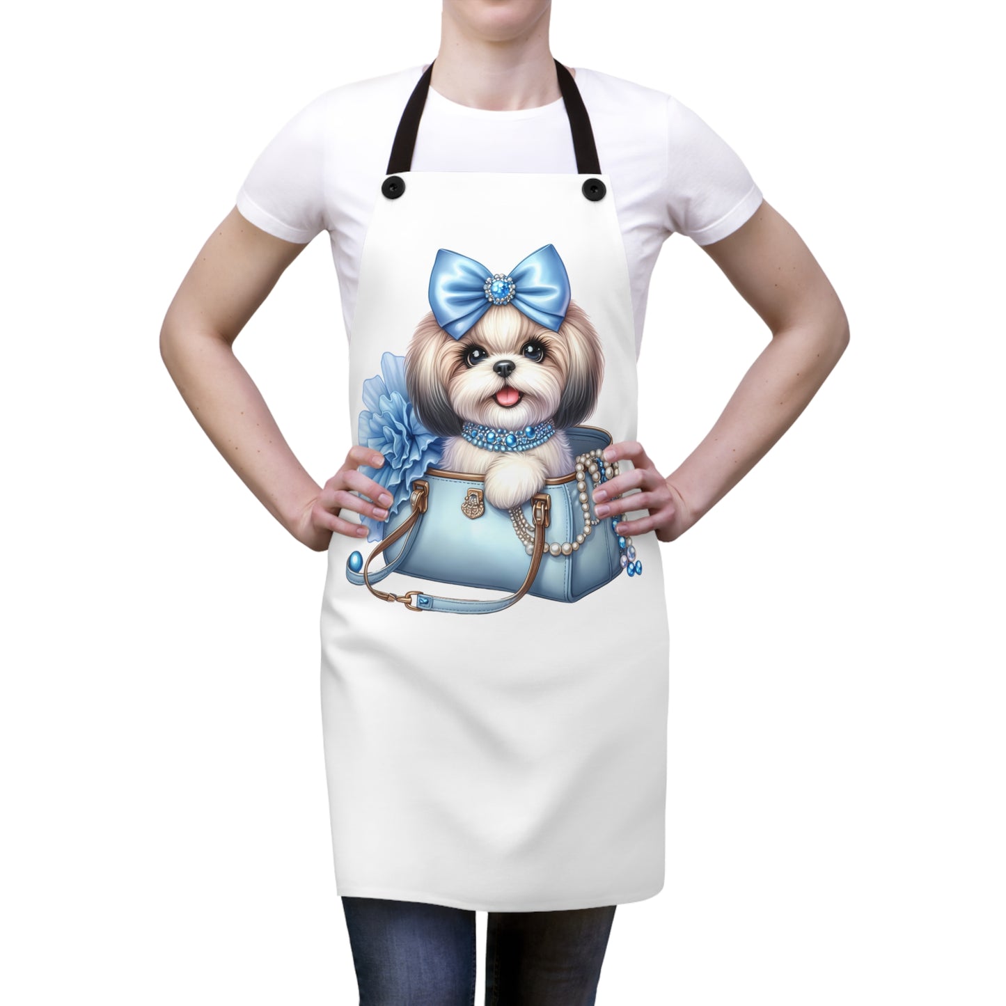 Blue Bow Shih Tzu Apron