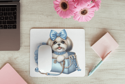 Blue Bow Shih Tzu Mouse Pad - Shih Tzu Gifts