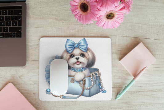 Blue Bow Shih Tzu Mouse Pad