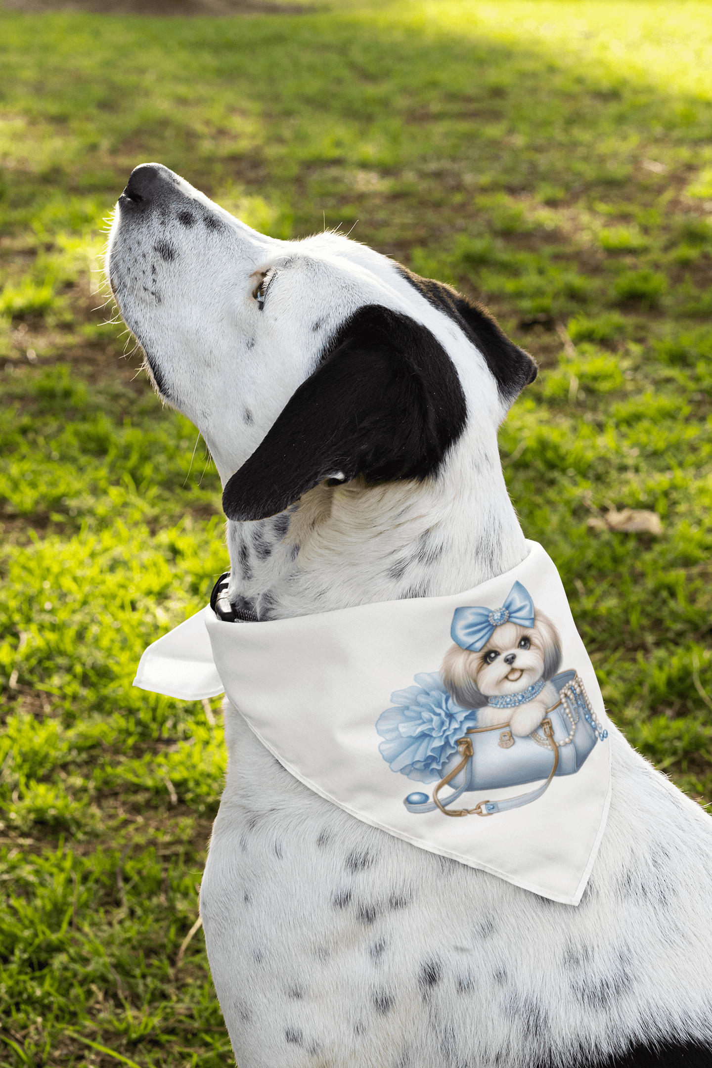 Blue Bow Shih Tzu Pet Bandana - Shih Tzu Gifts