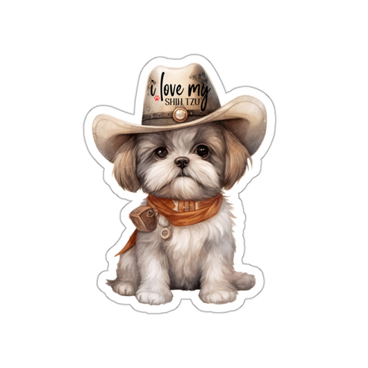 Cowboy Shih Tzu Die-Cut Stickers - Shih Tzu Gifts