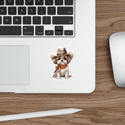 Cowboy Shih Tzu Die-Cut Stickers