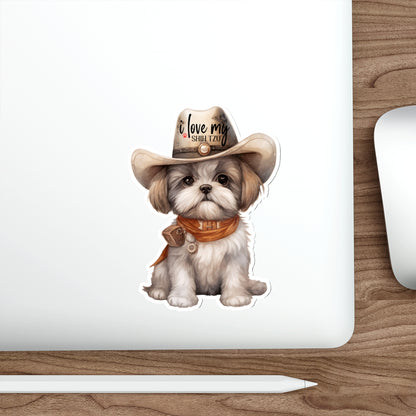 Cowboy Shih Tzu Die-Cut Stickers