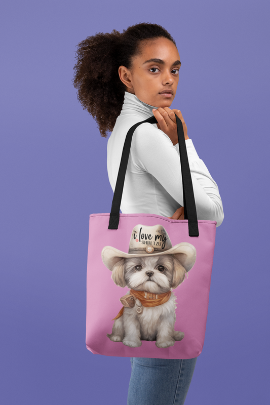 Cowboy Shih Tzu Tote Bag