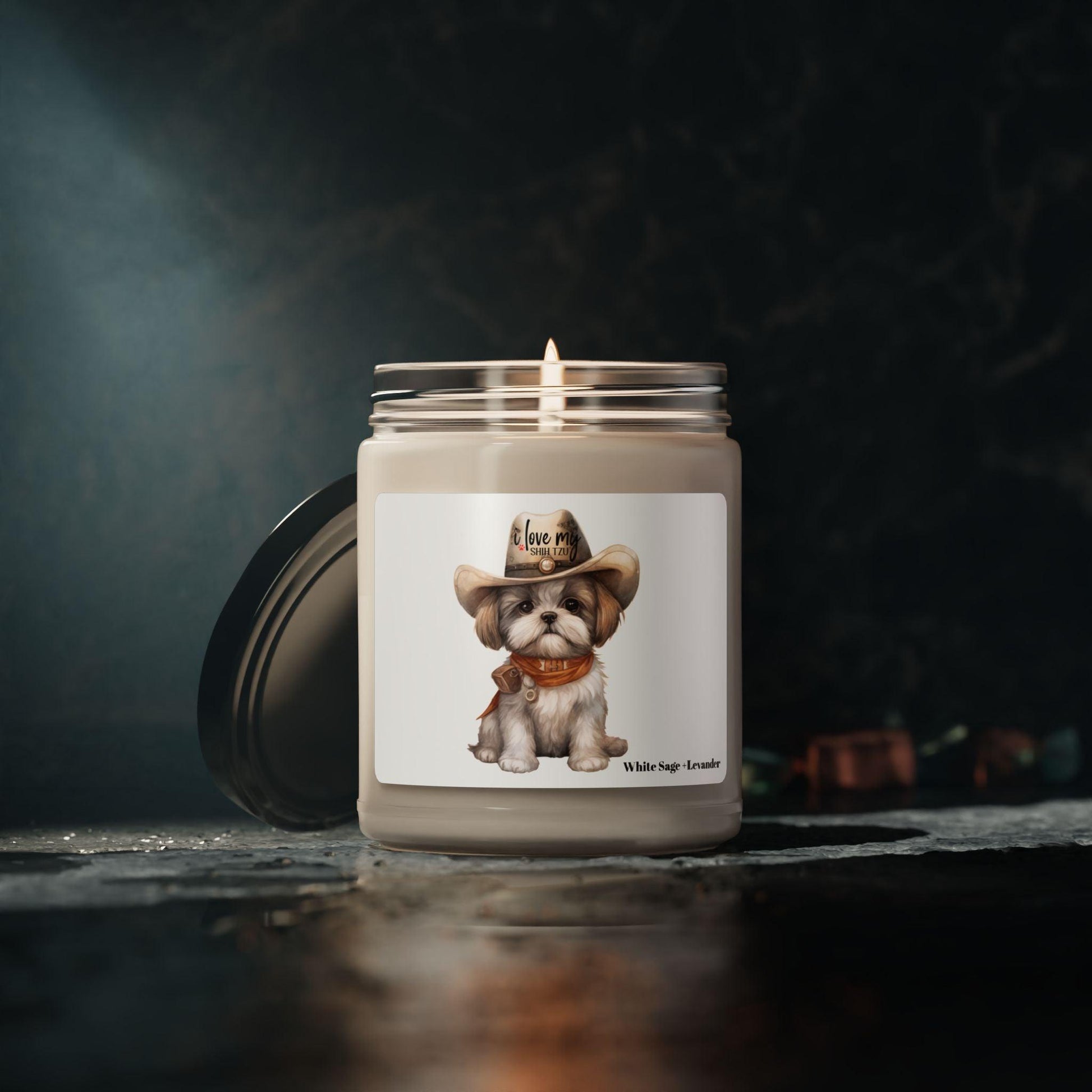 Cowboy Shih Tzu Scented Soy Candle, 9oz - Shih Tzu Gifts