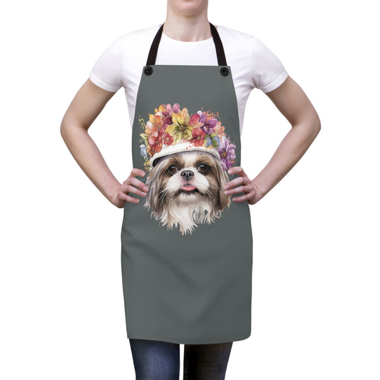 Shih Tzu With Flowers Hat Apron - Shih Tzu Gifts