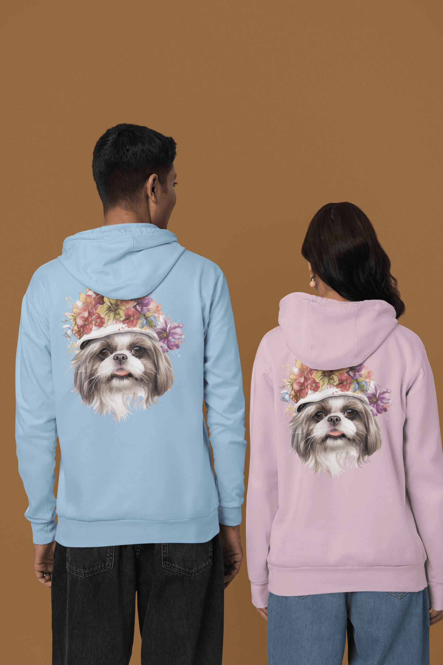 Shih Tzu With Flowers Hat Hooded Sweatshirt - Shih Tzu Gifts