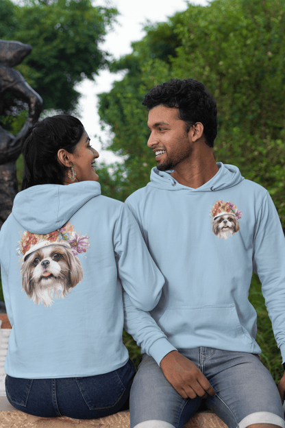 Shih Tzu With Flowers Hat Hooded Sweatshirt - Shih Tzu Gifts