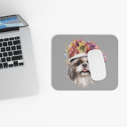 Shih Tzu With Flower Hat Mouse Pad